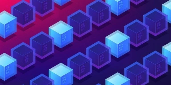 blockchain grafica viola cubi